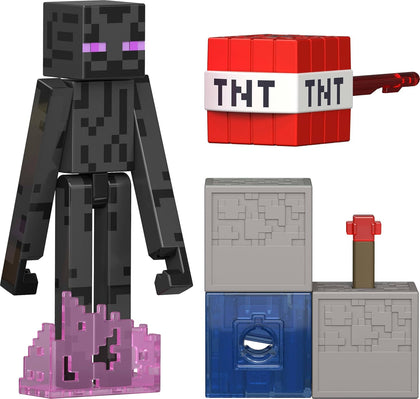 Minecraft Toys, Enderman Action Figure with Accessory & Redstone Building Piece, 3.25-inch Scale Collectible Set
