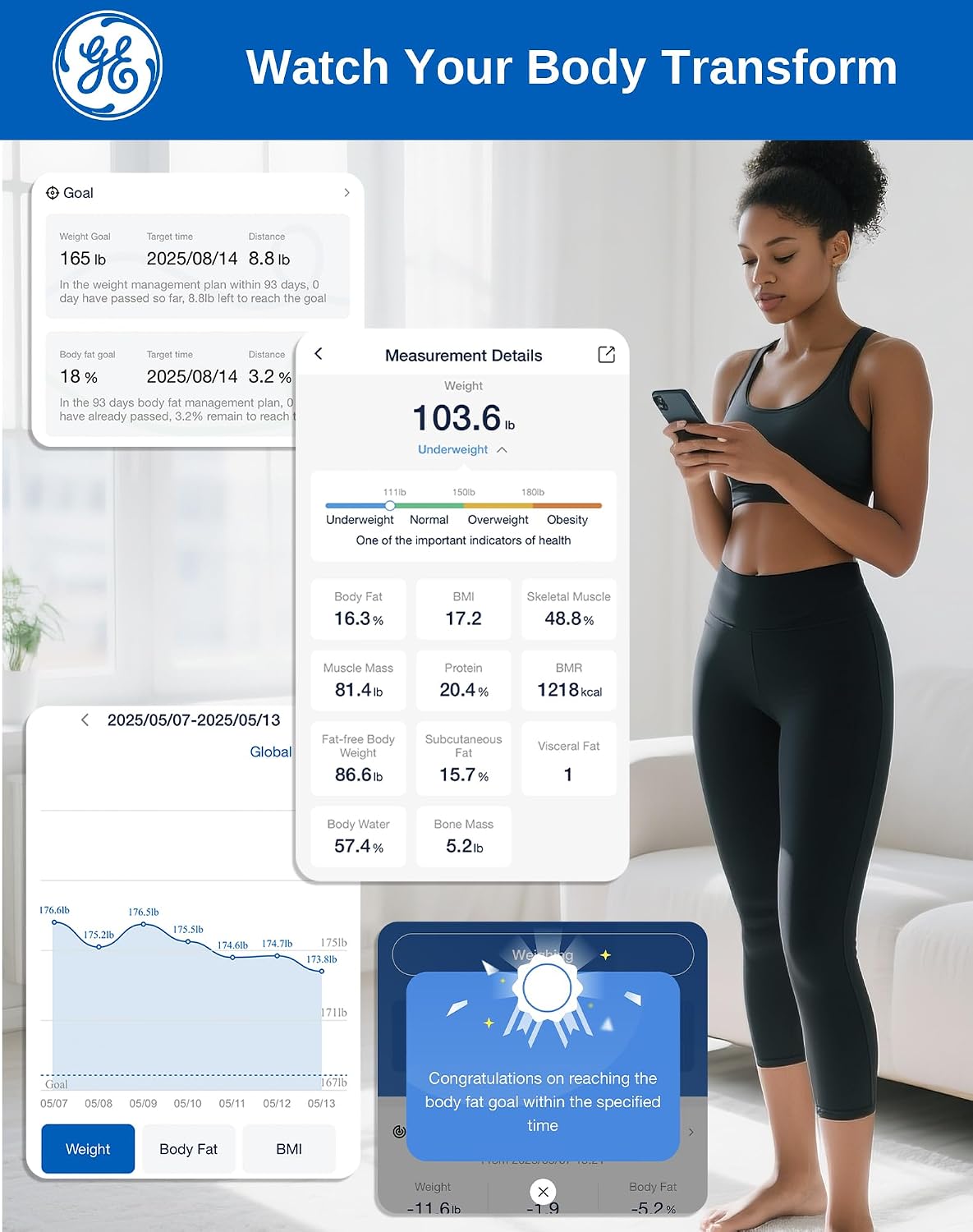Smart Scale for Body Weight: BMI Body Fat, Digital Bluetooth Scale 400lb | 13 Body Composition Monitor Health