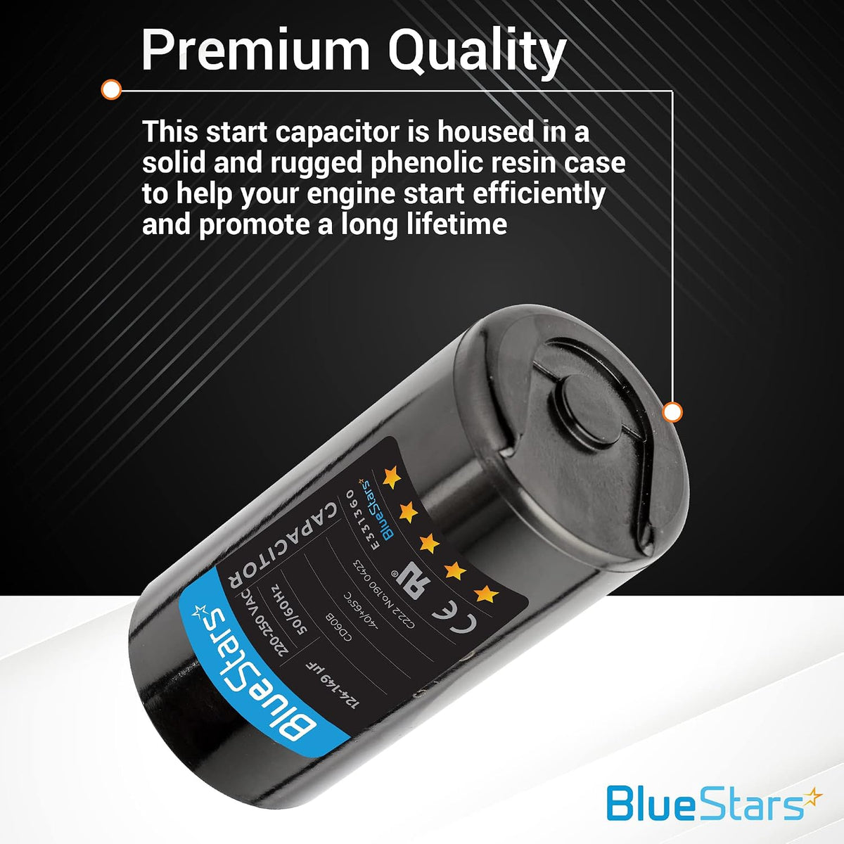 BlueStars 2 Packs 124-149 uF MFD 220-250VAC Run Capacitor - Round Capacitor