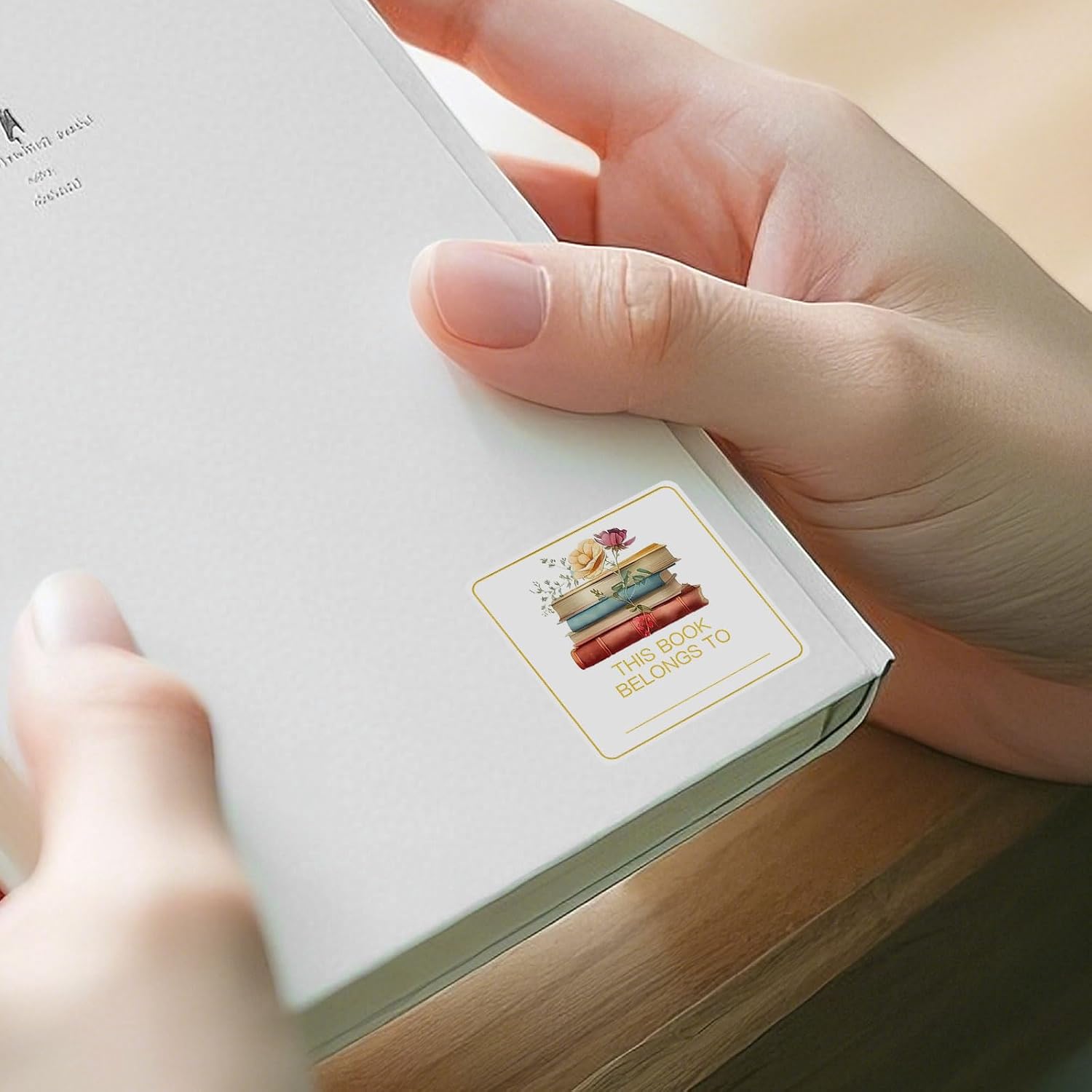 This Book Belongs to Stickers, Floral Designed Book Stamp Personalized Labels,Adhesive Name Labels Book Plates for
