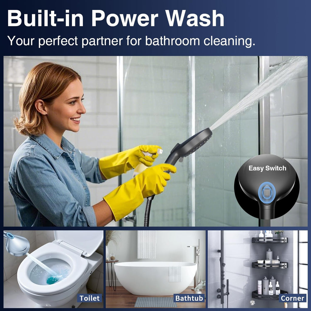 Filtered Shower Head with Handheld, High Pressure 10-Mode with Filters, Built-in Power Wash, soften hard water Remove