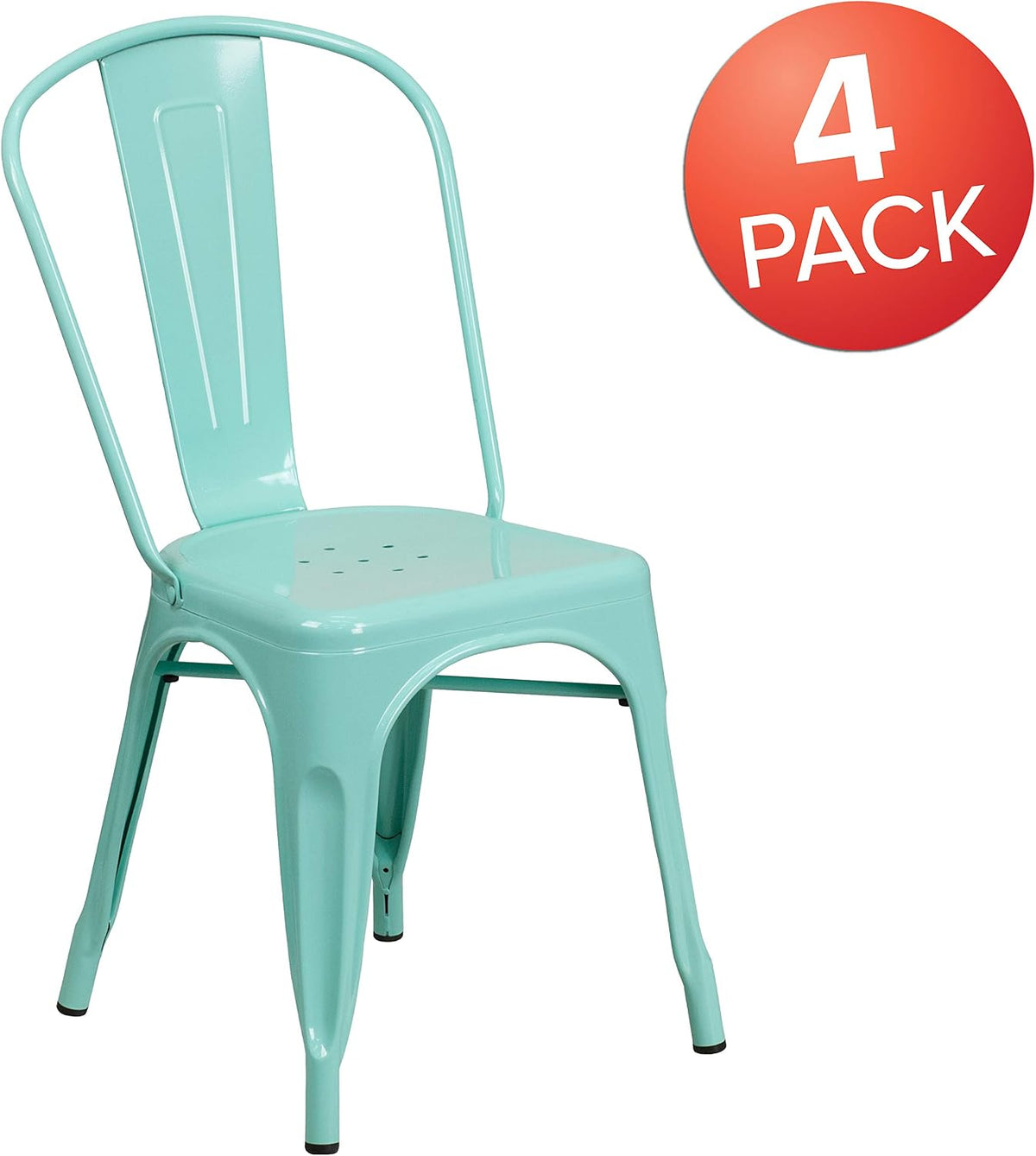 Metal Indoor/Outdoor Stackable Chair, Green, 4-Pack