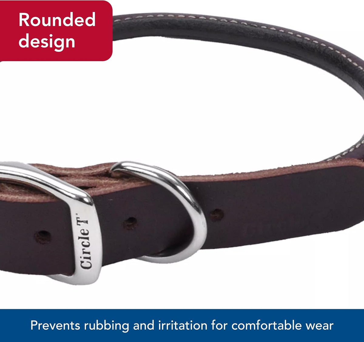 Pet Leather Dog Collar, Coastal Pet Circle T Latigo, 3/8" x 18"