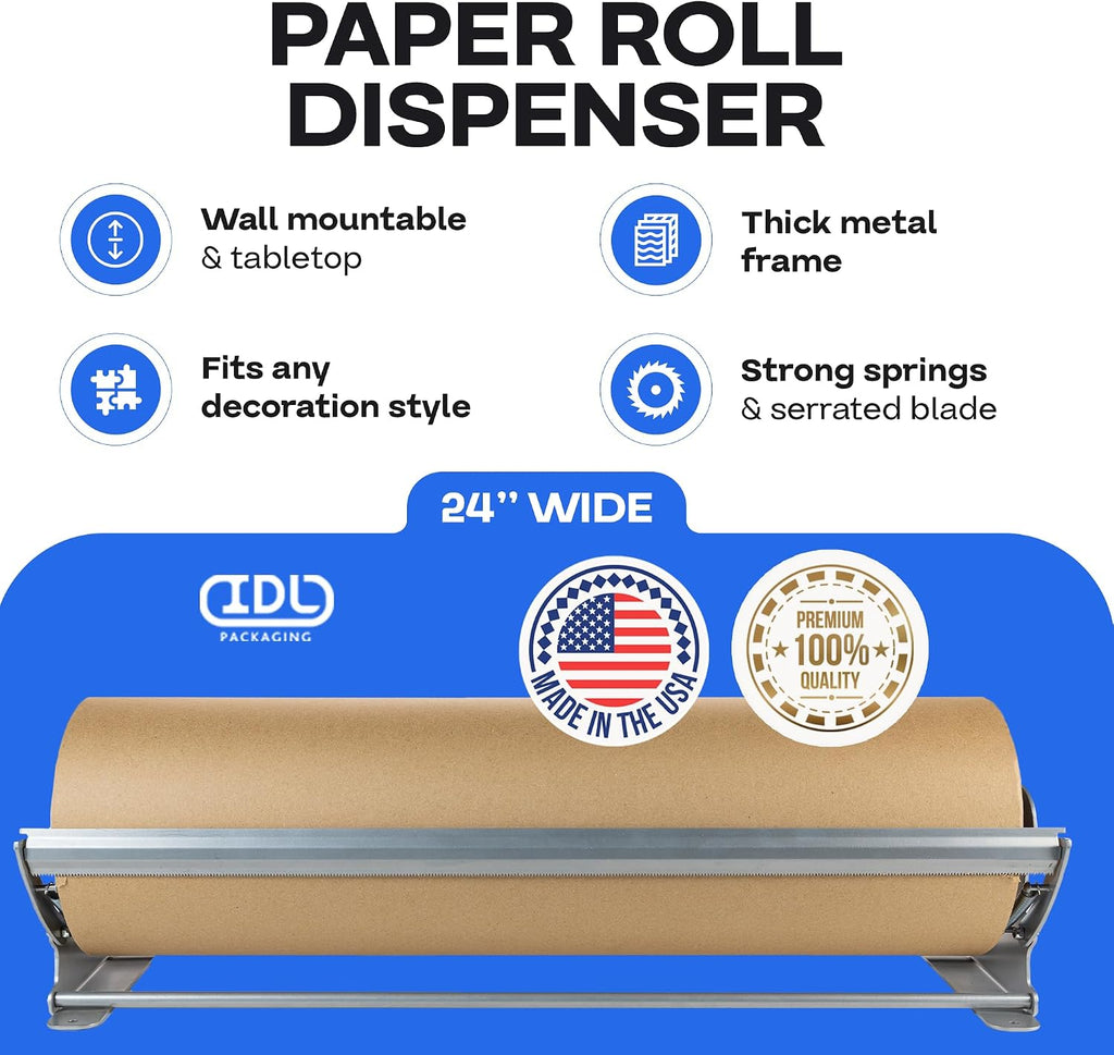 24" Kraft Paper Roll Dispenser & Cutter, Tabletop