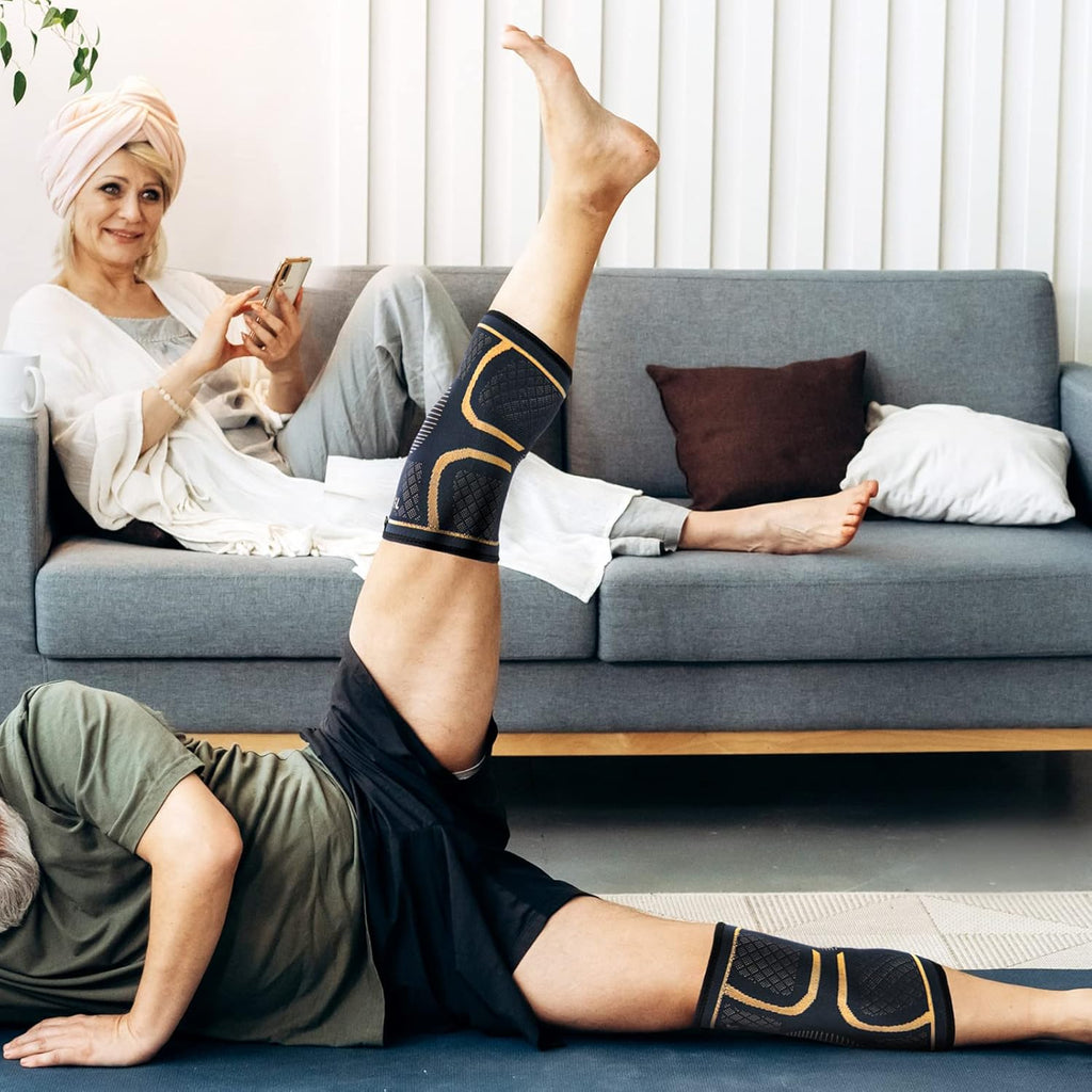 Copper Knee Braces for Men and Women (2 pack) -Knee Supports Copper Compression Knee Sleeve for Knee Pain, Arthritis