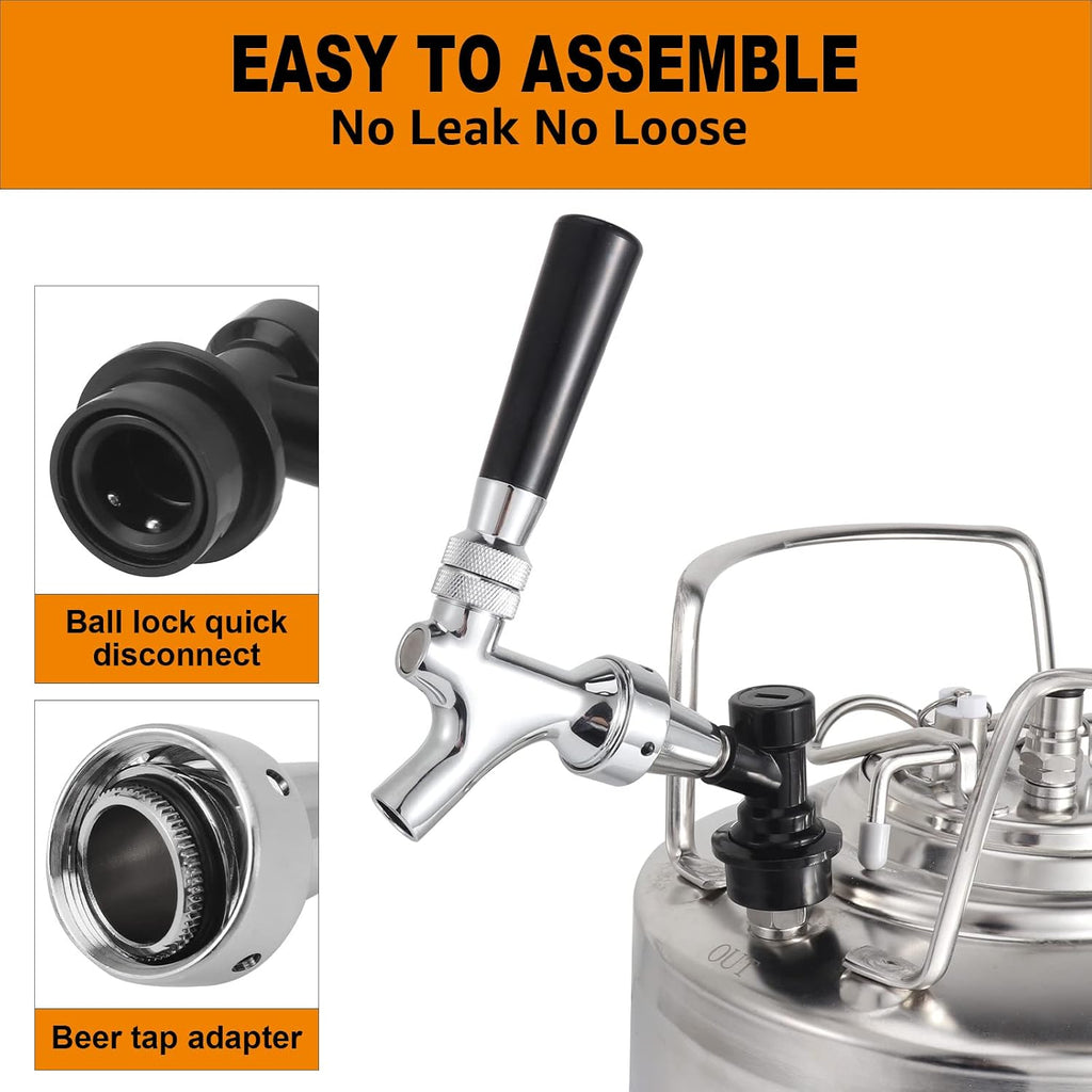 Ball Lock Tap Draft Beer Faucet, Ball Lock Keg Tap for Corny Cornelius Keg | Ball Lock Quick Disconnect,Beer Tap
