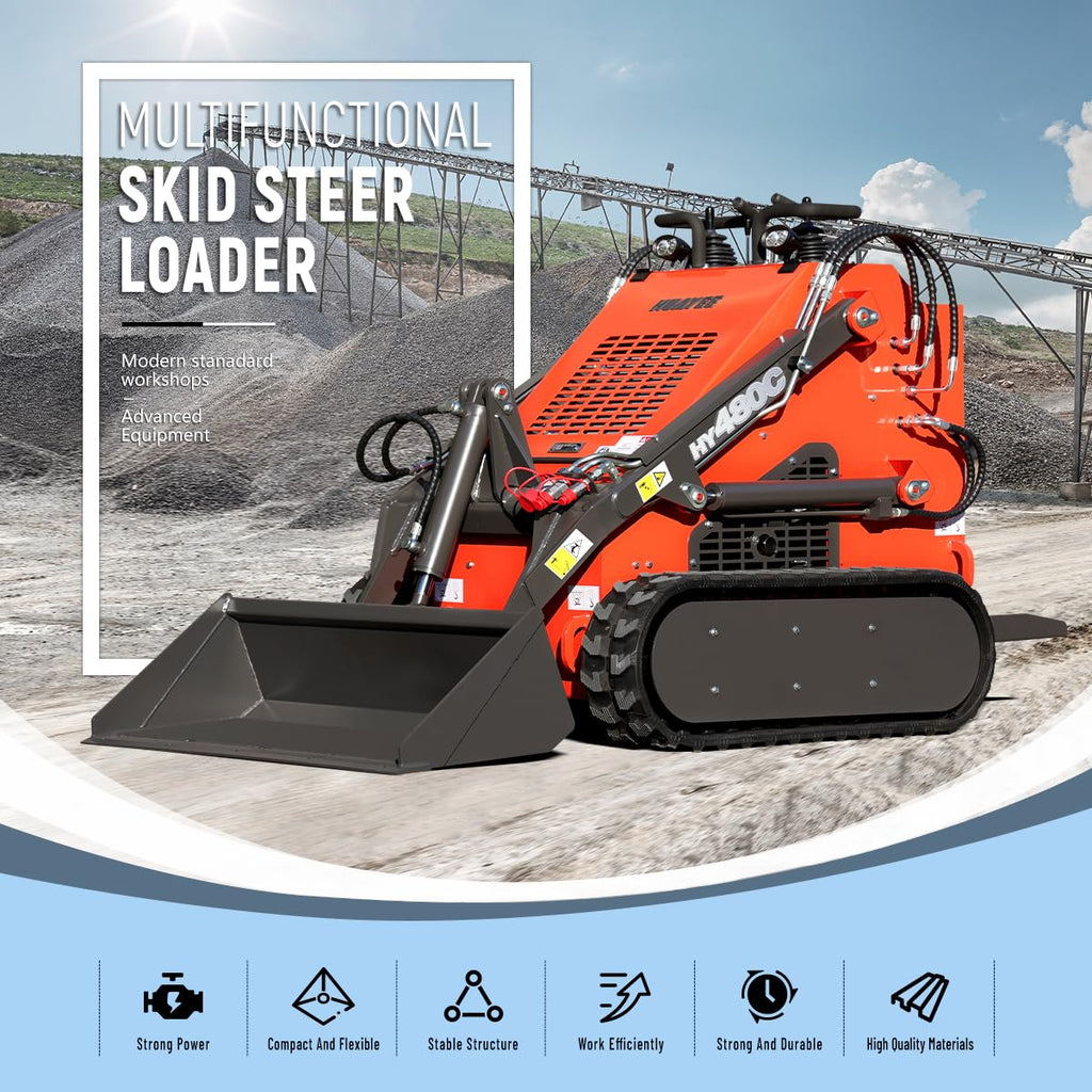Mini Skid Steer Loader 23HP Gas Powered Stand On Compact Track Loader