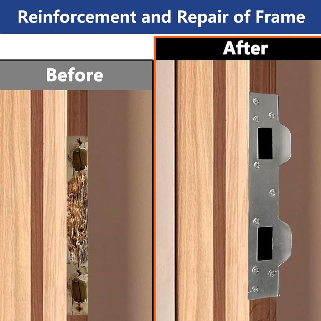 Door Strike Plate Reinforcement Plate, Front Door Strike Plate, Double Strike Plate for 5-1/2 in. Hole Centers, Heavy