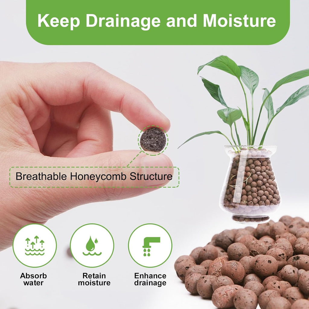 10 lbs LECA Clay Pebbles for Plants, 4-16mm LECA Balls for Indoor Plants Drainage, Hydroponics, Aquaponics, Natural
