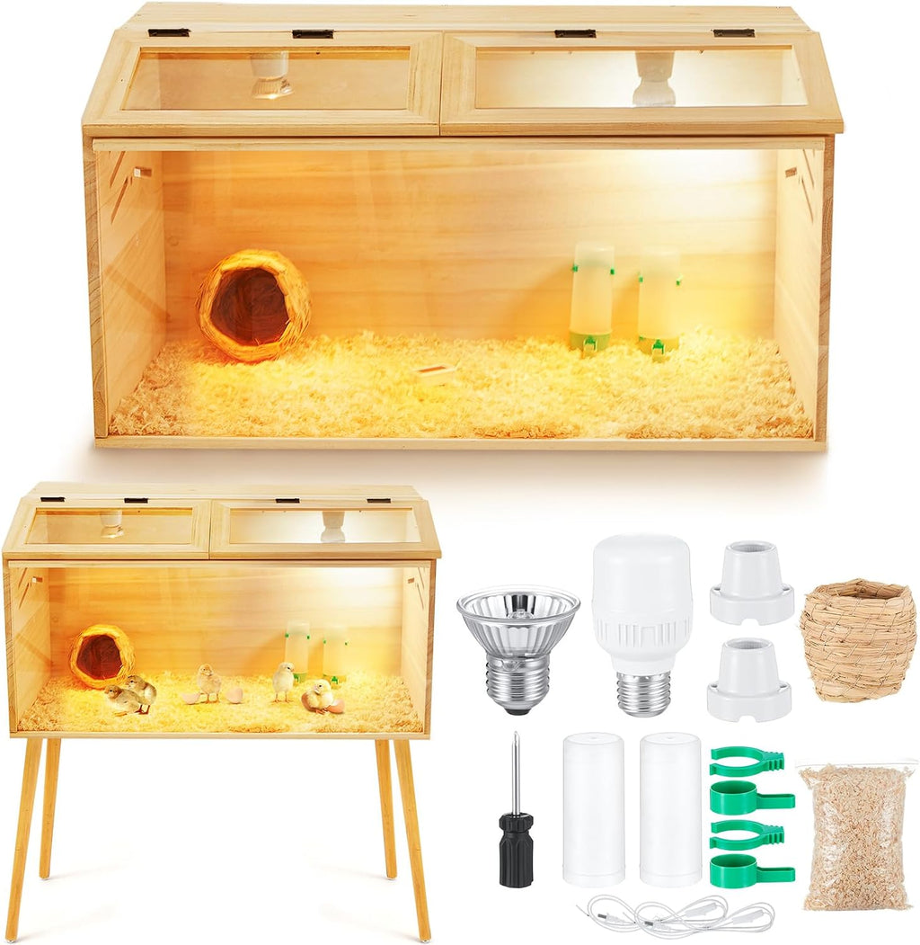 Chicken Brooder Box, Wooden Table Legs, 24 x 16 x 16 in