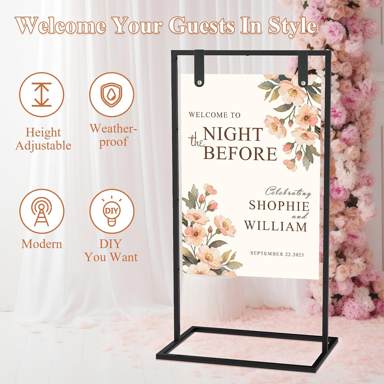 Wedding Sign Holder for Welcome Signs and Seating Charts,Black
