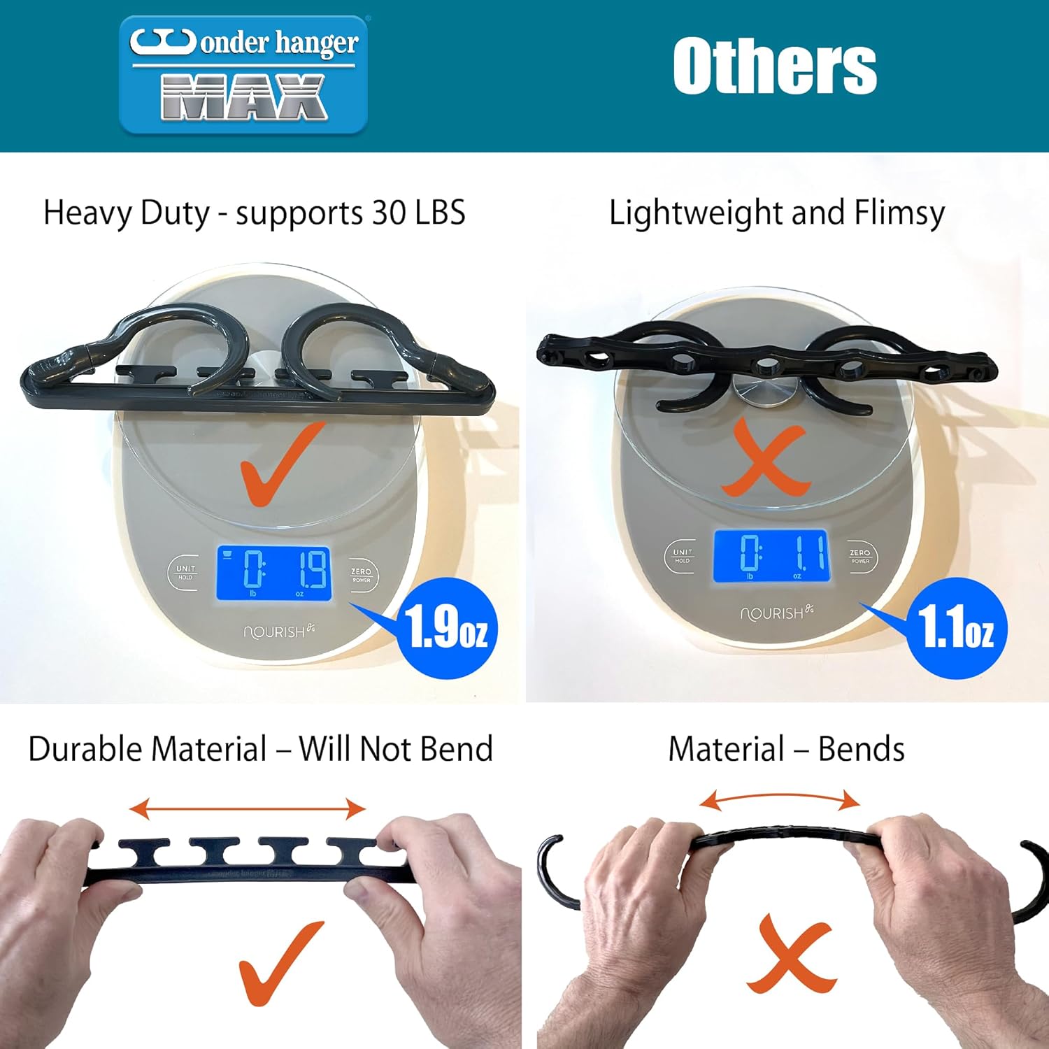Max 10-Pack Space Saving Hangers, Reinforced Hooks Swivels 360°, Cascading Hanger, College Dorms & Storage Closet