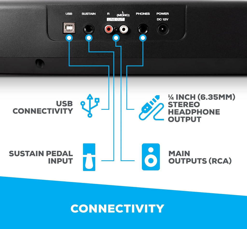 Recital 88-Key Digital Piano with Semi-Weighted Keys | 20W Speakers, 5 Voices, Split/Layer Modes, Adjustable Touch