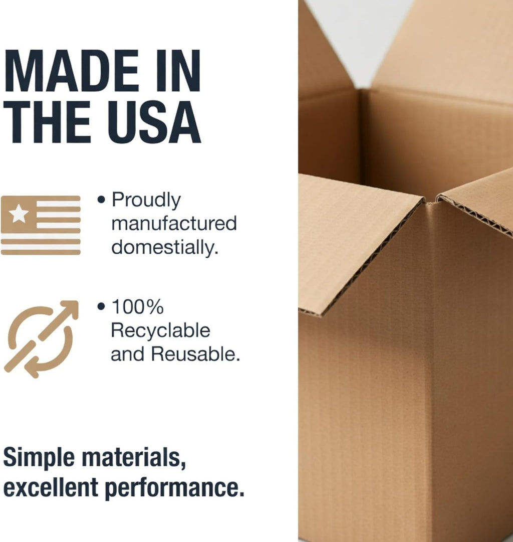 (25 Pack) 12"L x 8"W x 6"H Flat Shipping Boxes | Corrugated Cardboard Single-Wall Small Kraft Boxes for Moving