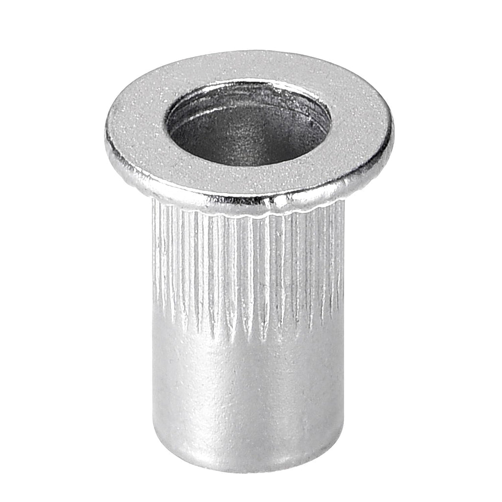 uxcell #8-32 Rivet Nuts Aluminium Alloy Knurled Flat Head Threaded Insert Nut Silver 50pcs