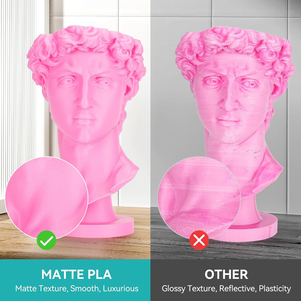 1KG PLA Matte 3D Printer Filament 1.75mm, Matte Bone White | Frosted Matte Finish Hides Layer Lines, Low Warp &