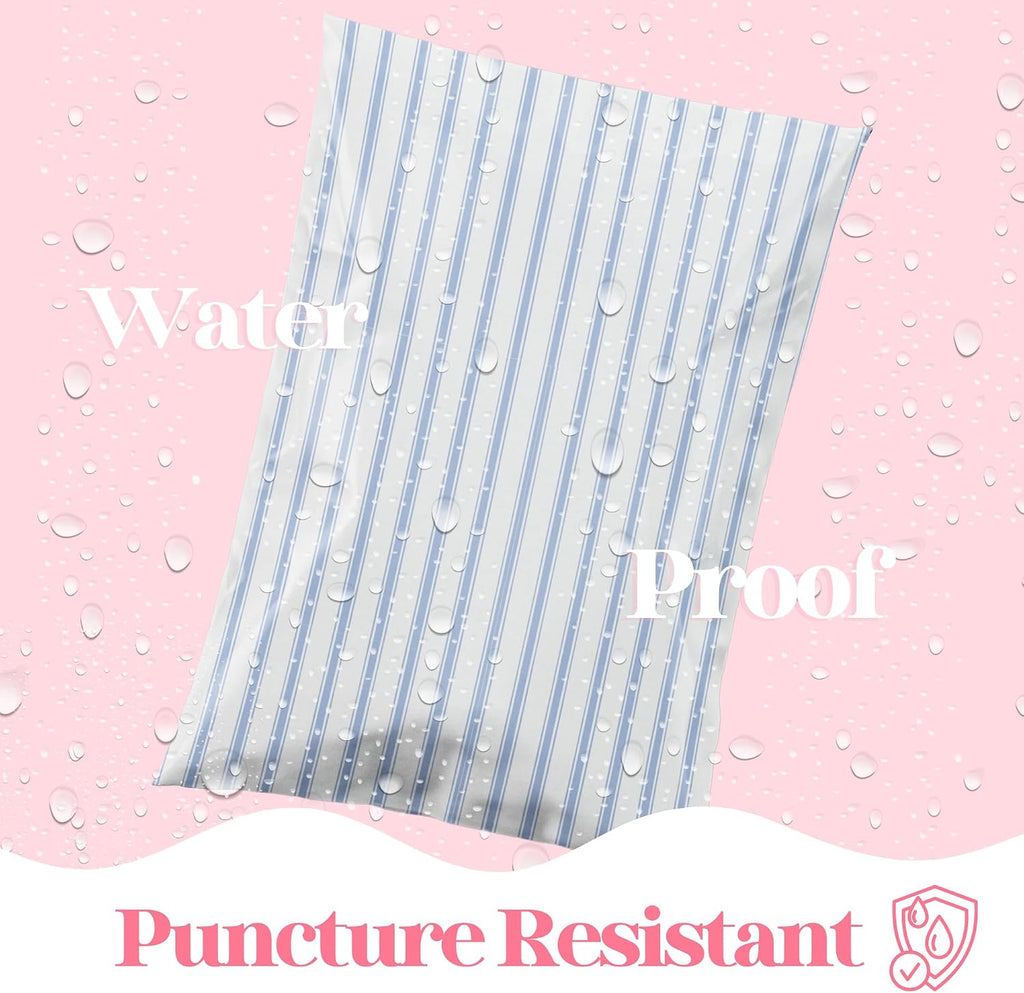 Poly Mailers 10x13, Blue Stripe, 100 Pack