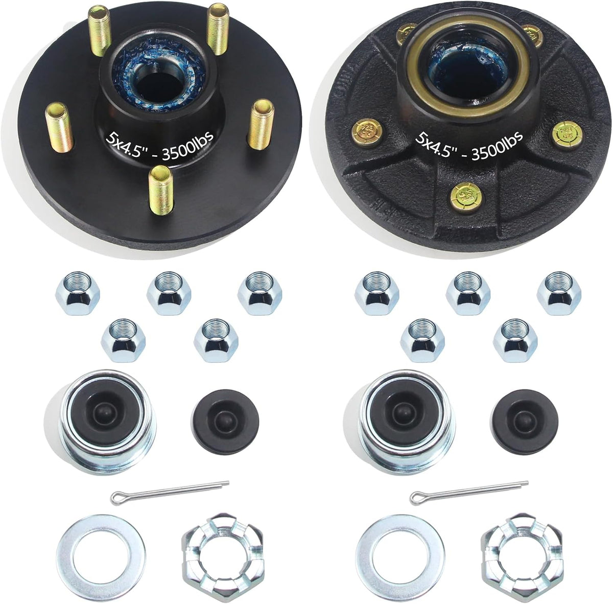 5x4.5 Trailer Hub Kits for 3500lb 1-1/16'' to 1-3/8'' Tapered Axle