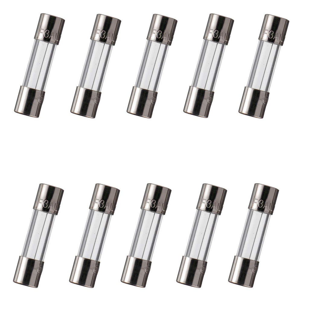 BOJACK 5x20 mm 3 A 3 amp 125 V 125 Volt 0.2x0.78 Inch F3AL125V Fast-Blow Glass Fuses (Pack of 10)