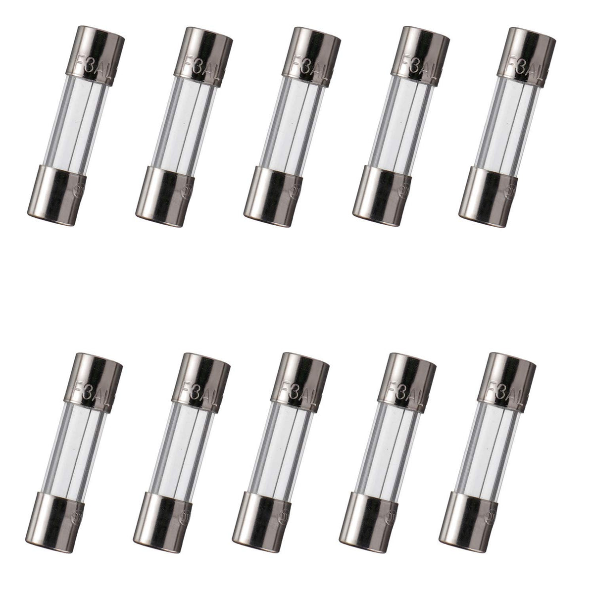 BOJACK 5x20 mm 3 A 3 amp 125 V 125 Volt 0.2x0.78 Inch F3AL125V Fast-Blow Glass Fuses (Pack of 10)