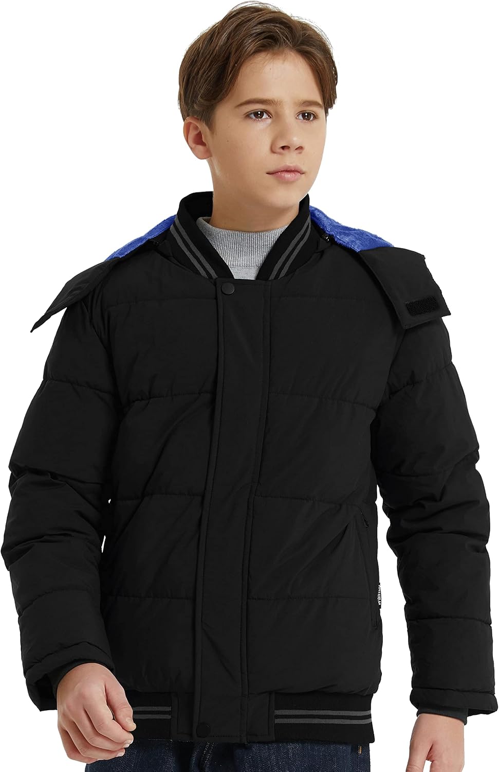 Boys' Winter Coat Waterproof Puffer Jacket with Removable Hood | 5000mm Waterproof,Windproof,Fleece-Lined,Machine