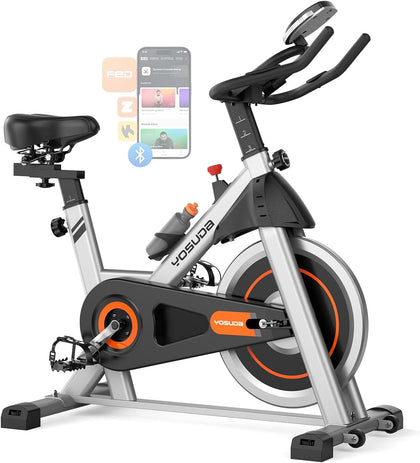 Exercise Bike, Magnetic Friction Stationary Bike with App Training | Magnetic Indoor Cycling Low Noise Bike for Home
