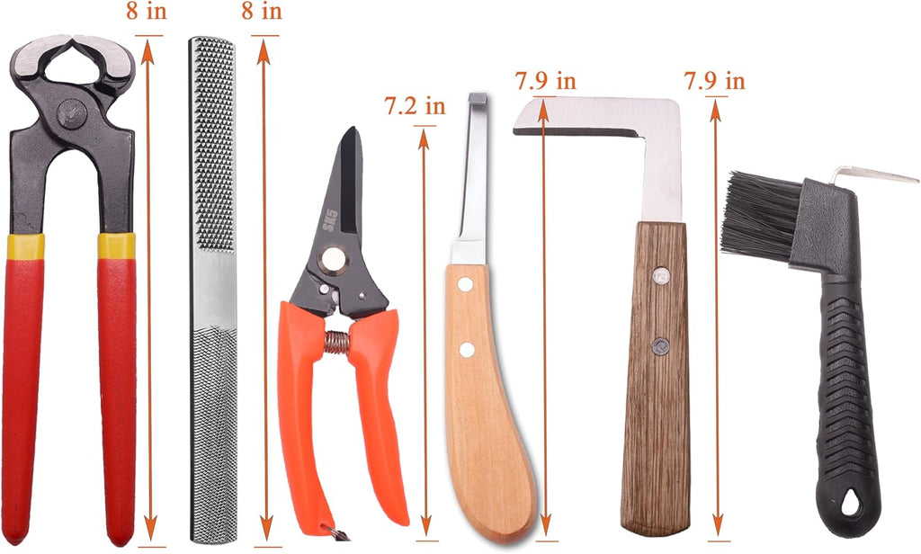 8 inch Farrier Tool Kits （9 Pcs） Mini Rasp Hoof File Goat Pig Equine