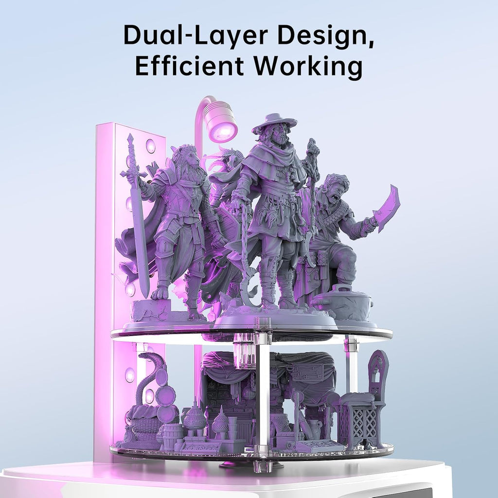 Wash and Cure 3 Plus Station for LCD/SLA/DLP 3D Printer | Size-Upgrade Wash Cure Machine with Gooseneck Lights