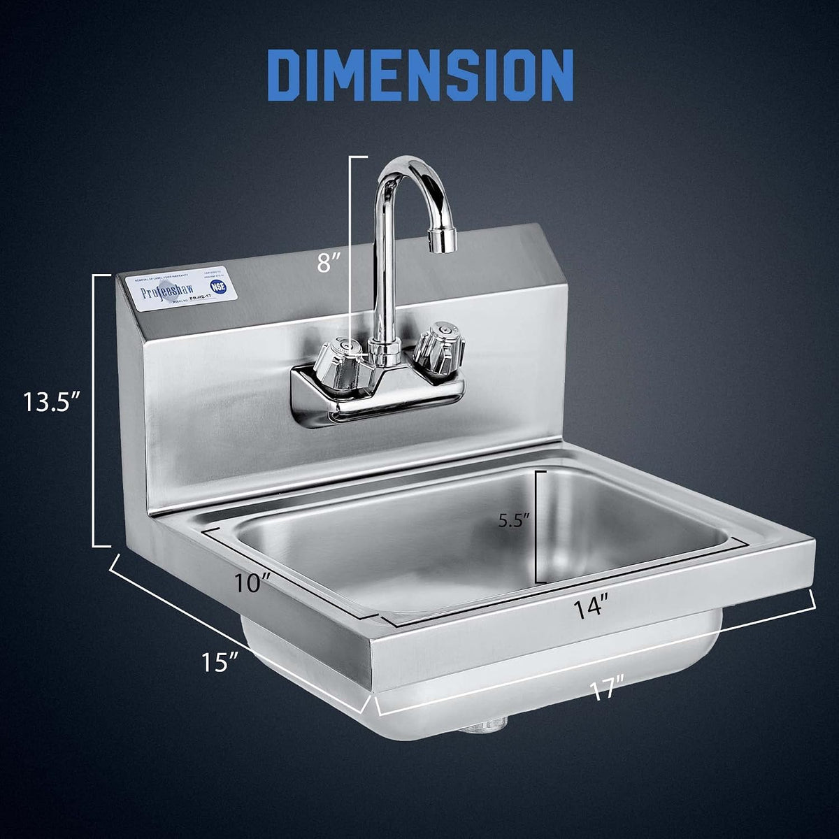 Commercial Hand Sink 304 Stainless Steel Wall Mount Utility Sink