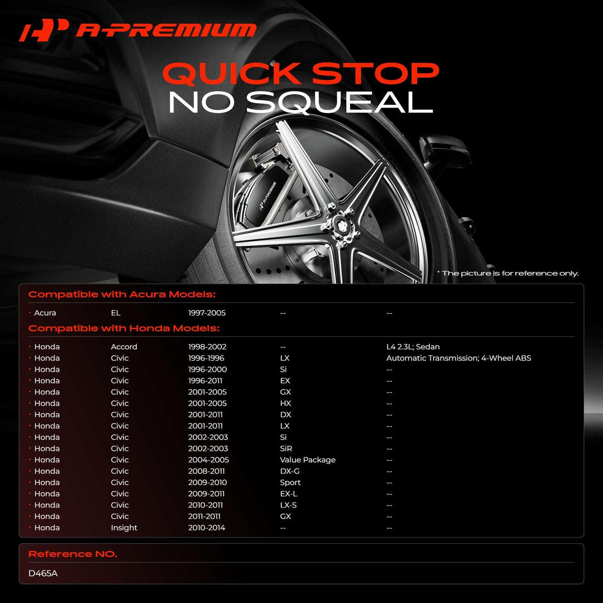 A-Premium Front Ceramic Brake Pads Compatible with Honda & Acura