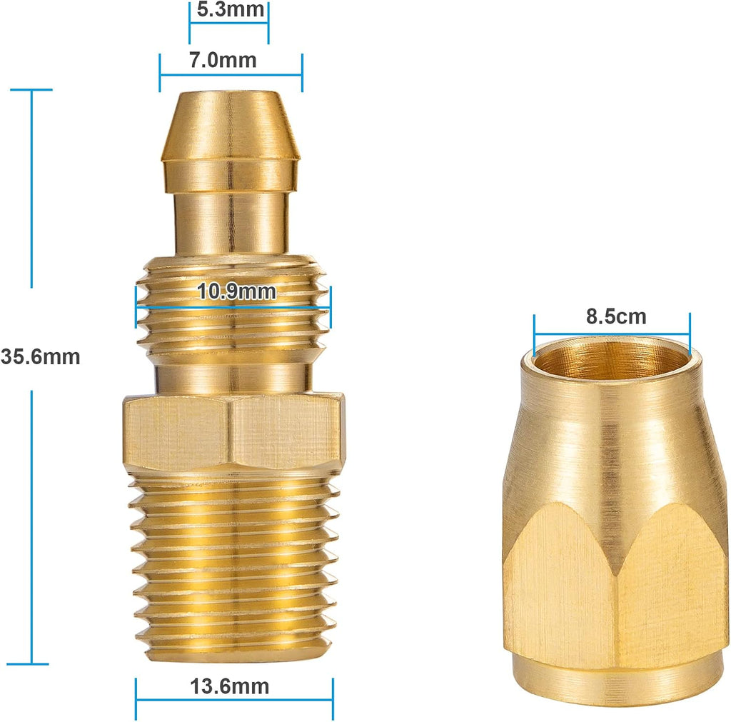 Premium Solid Brass 2PCS Reusable Replacement Fitting For 1/4-Inch ID Hose,1/4-Inch NPT Rigid