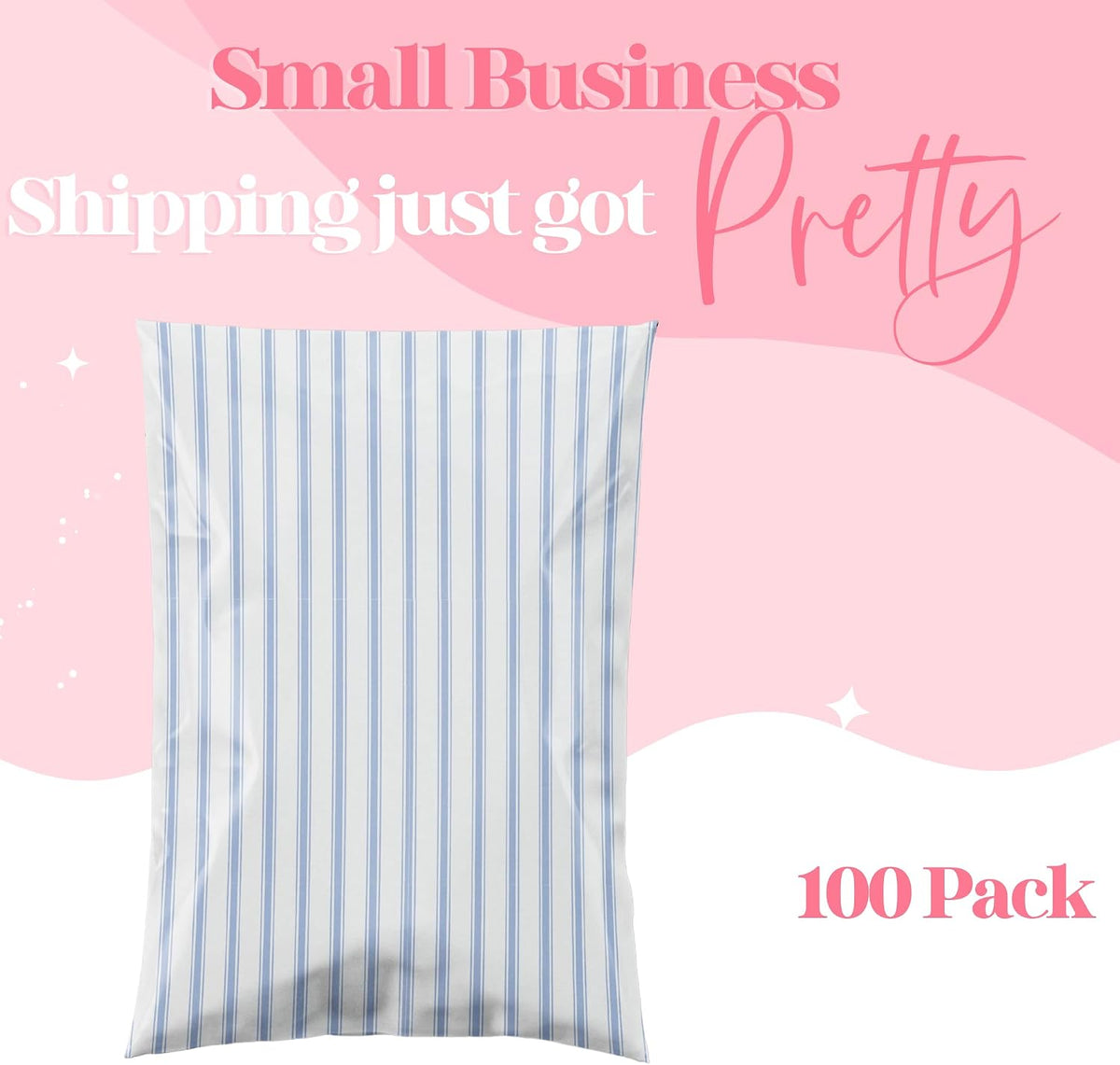 Poly Mailers 10x13, Blue Stripe, 100 Pack