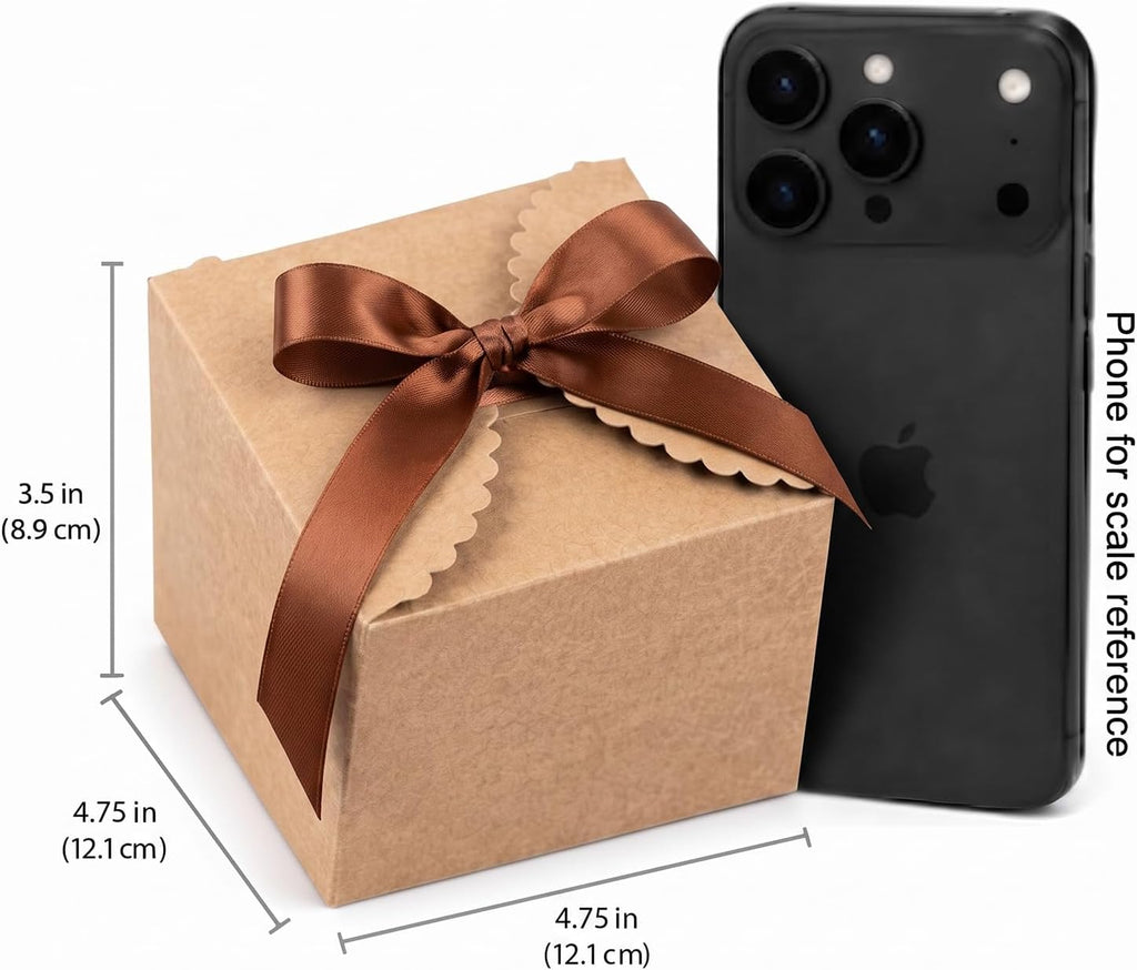 Small Kraft Gift Boxes with Ribbon, 10 Pack Gift Boxes for Presents