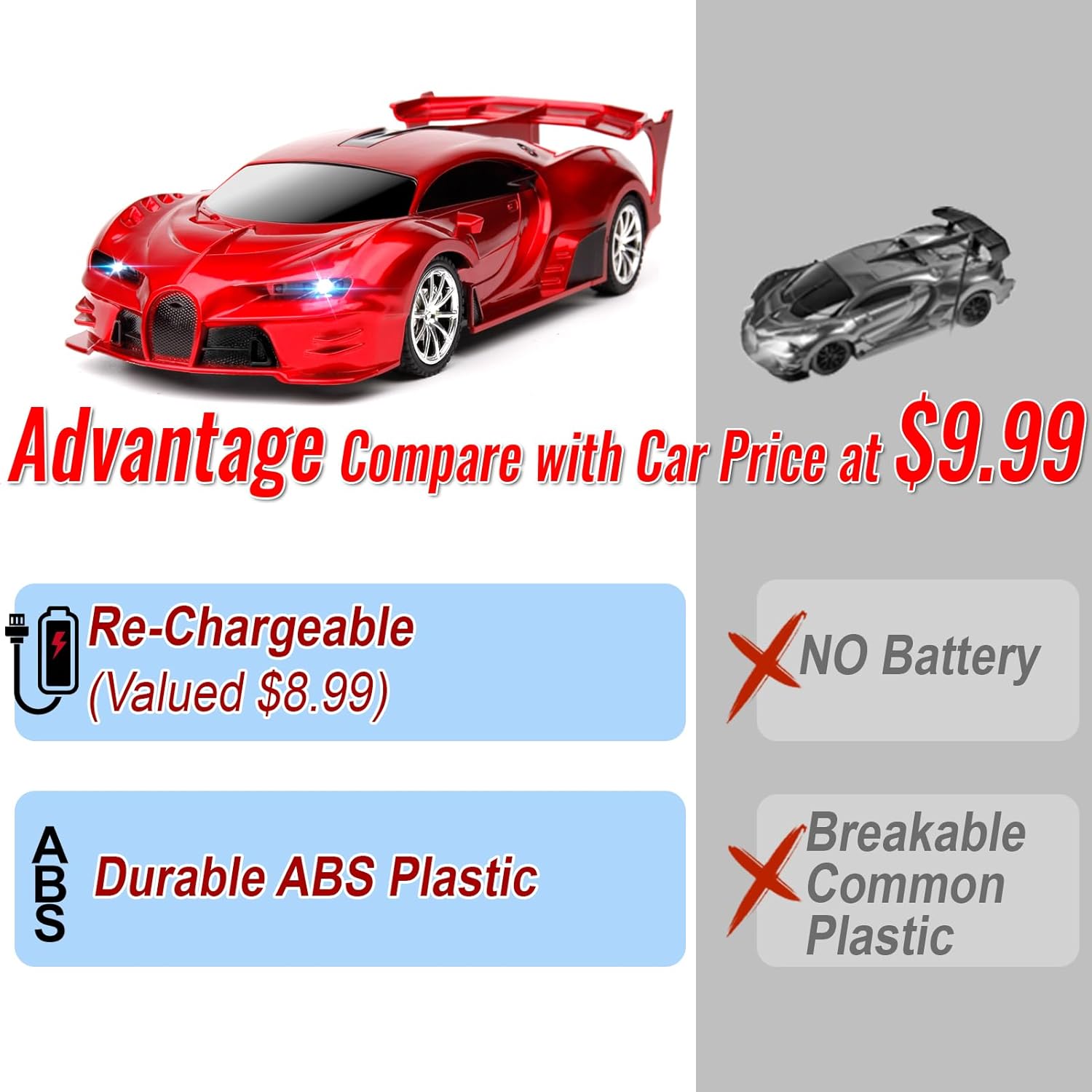 Remote Control Car Rechargeable High Speed 1/18 RC Cars Toys for Boys Girls Vehicle Racing Hobby with Headlight
