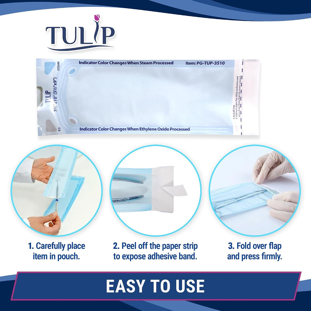 Self Sealing Sterilization Pouch 3.5" x 10" (200 Pack) - Autoclave Sterilizer Bags for Clean Tools - Dental and Nail