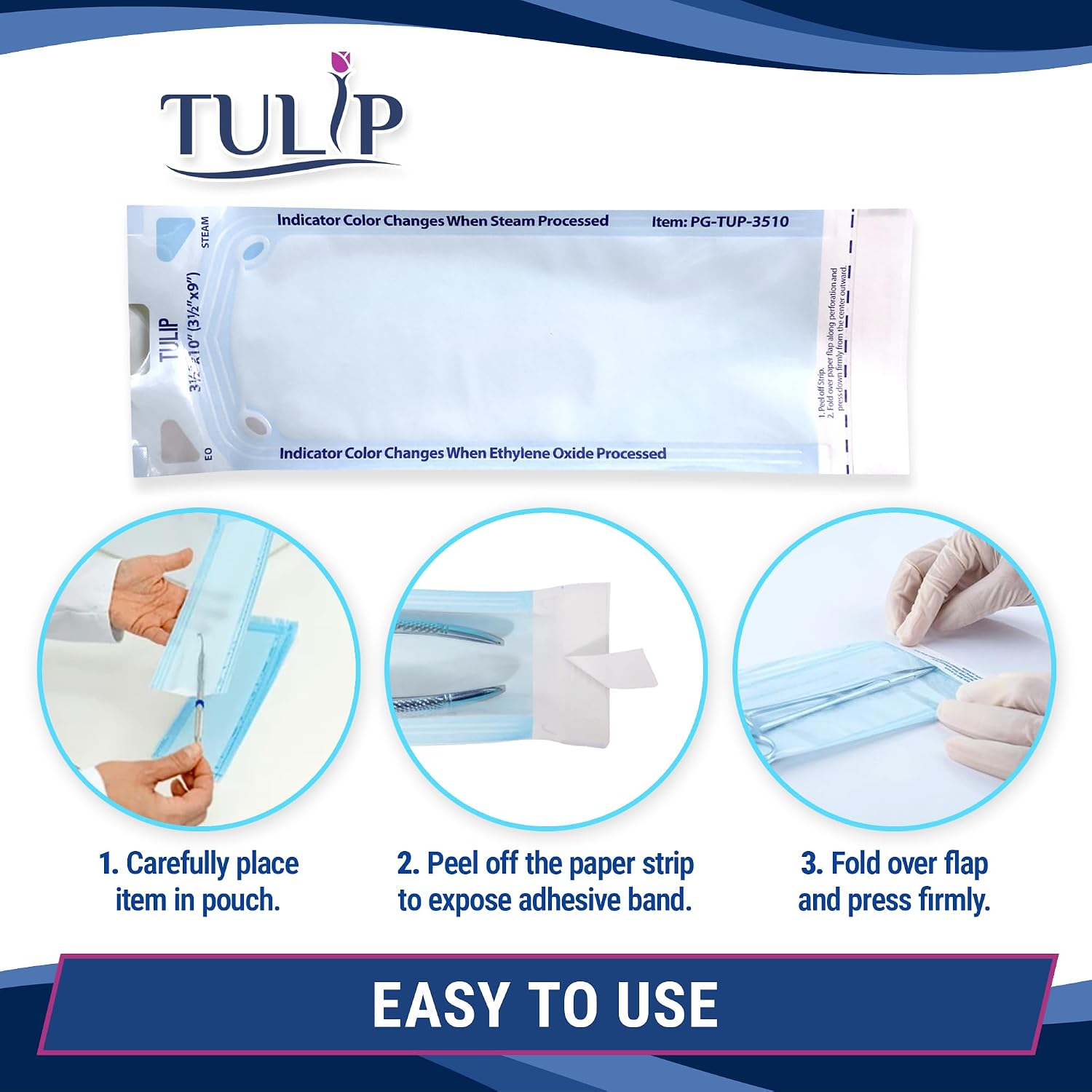 Self Sealing Sterilization Pouch 3.5" x 10" (200 Pack) - Autoclave Sterilizer Bags for Clean Tools - Dental and Nail