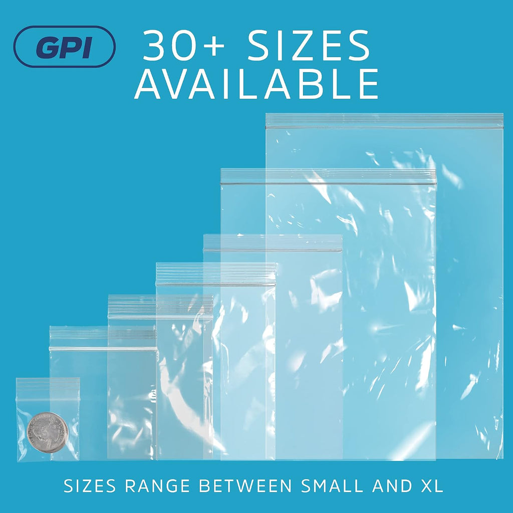2"x8" Zip Bags, 100 Pack, 2 Mil, Reclosable for Incense, GPI