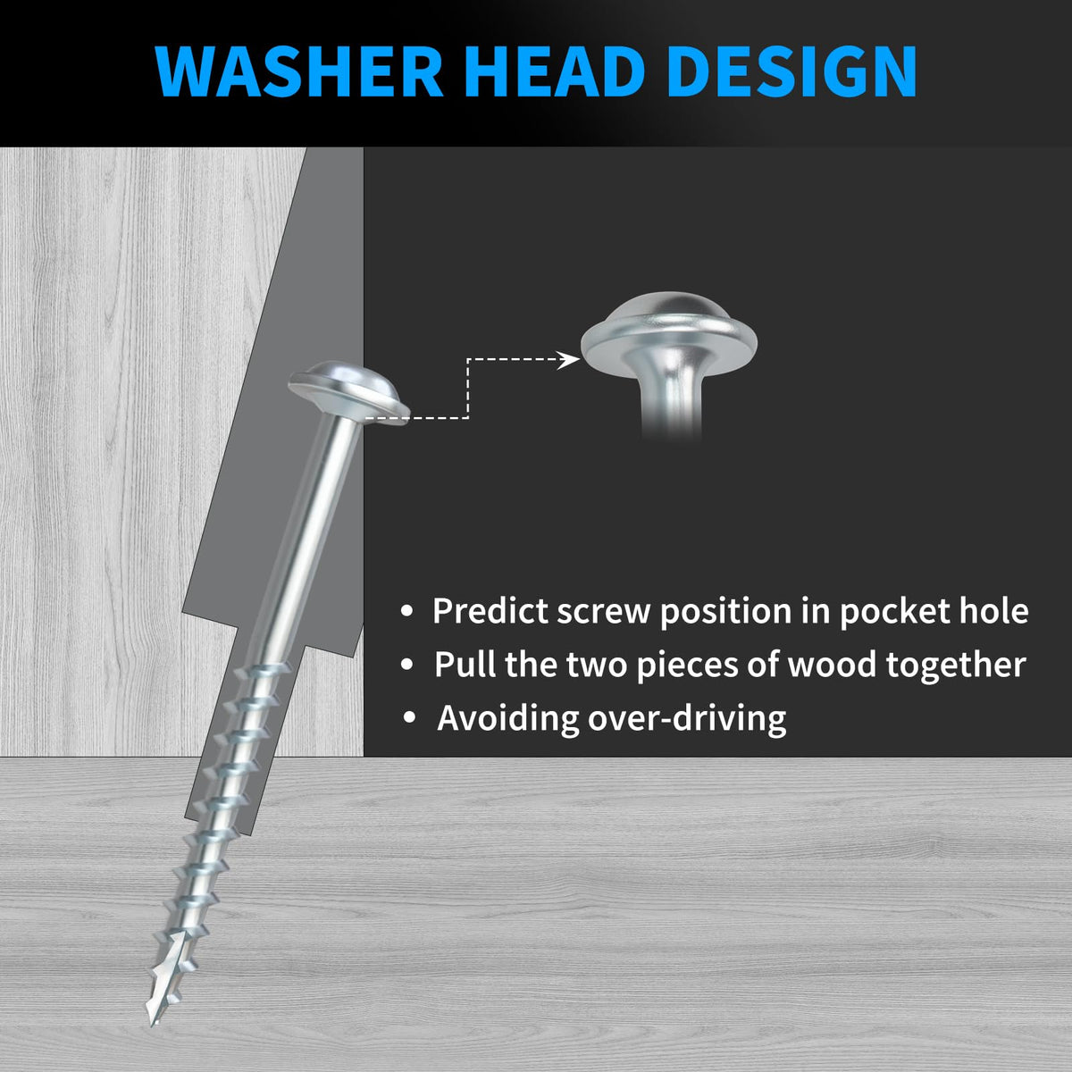 Pocket Hole Screws #8 x 1-1/4 Inch, 600PCS, Interior Pocket Screws