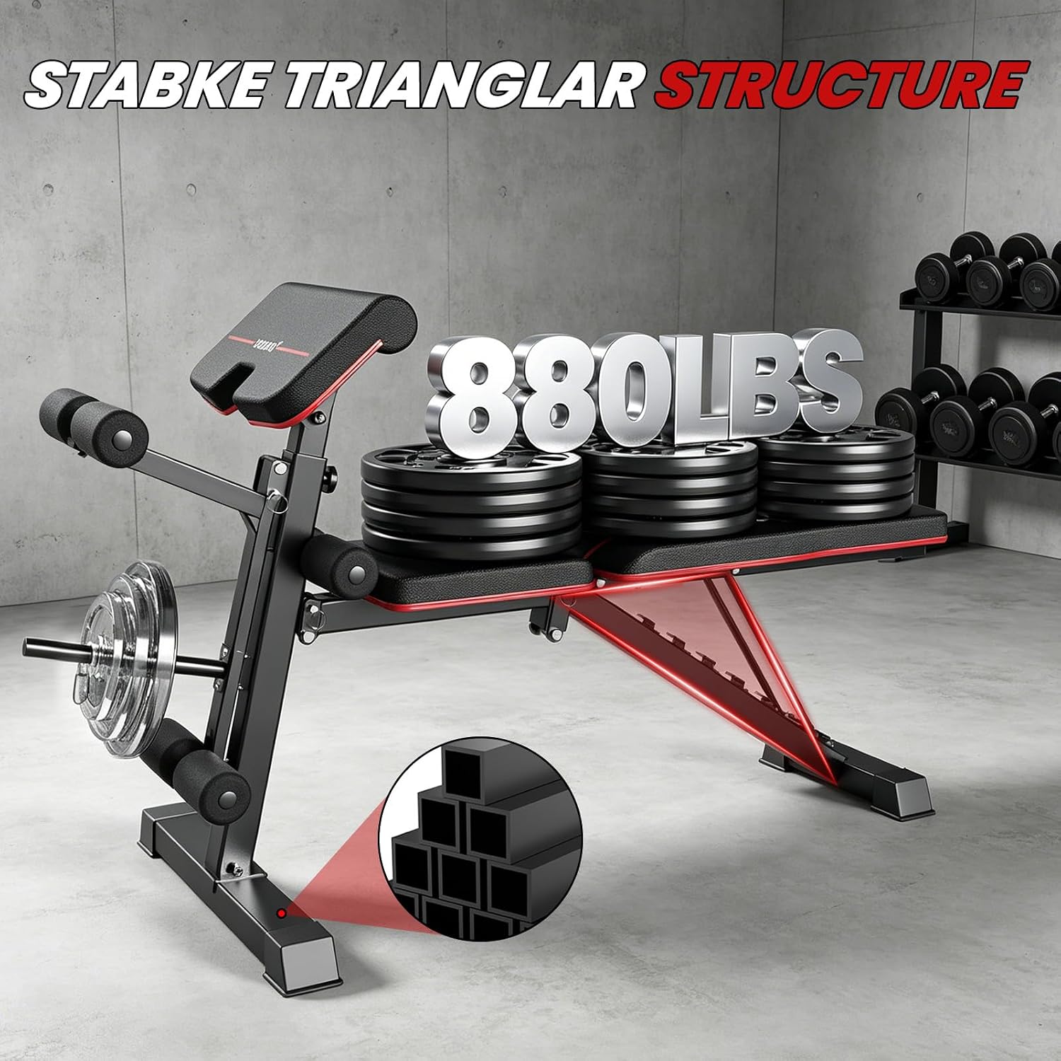 Weight Bench Press, Adjustable Workout Bench, Foldable Strength Bench | 8 Levels Adjustable, 880LBS Capacity Weight