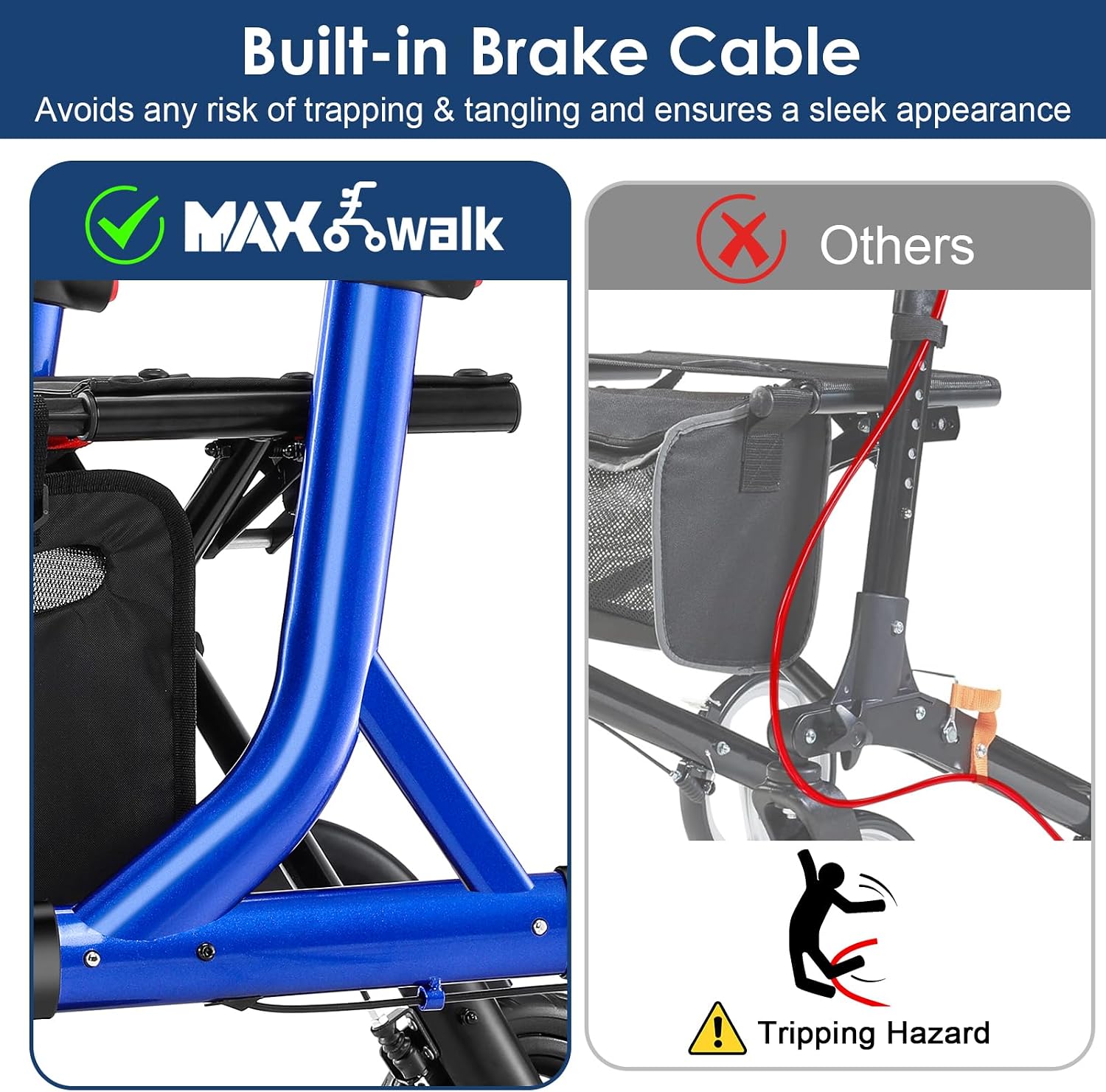 Walkers for Seniors, Rollator Walker with Seat, 10" Rubber Wheels All Terrain Rollator Walker with Backrest, Aluminum
