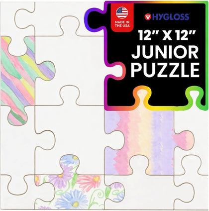 Junior Community Puzzle – Award-Winning Design – 16 Piece Blank Puzzle to Write and Draw On – Universal Interlocking