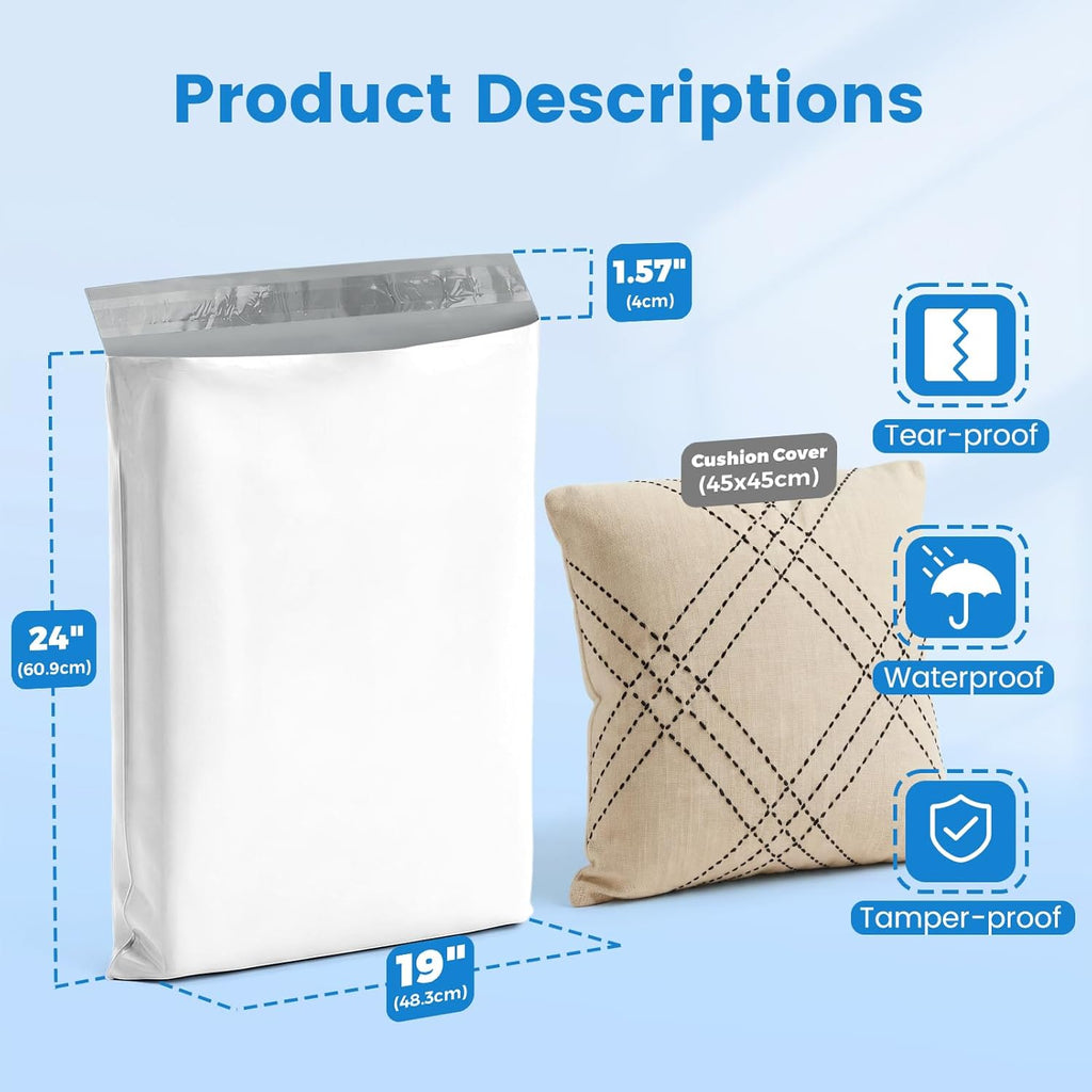 Poly Mailers 19x24 Inch 250 Pack Bulk Shipping Bags for Business