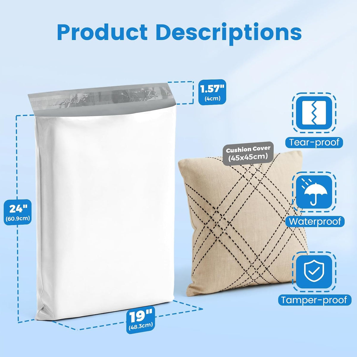 Poly Mailers 19x24 500PC Large Shipping Bags for Business White