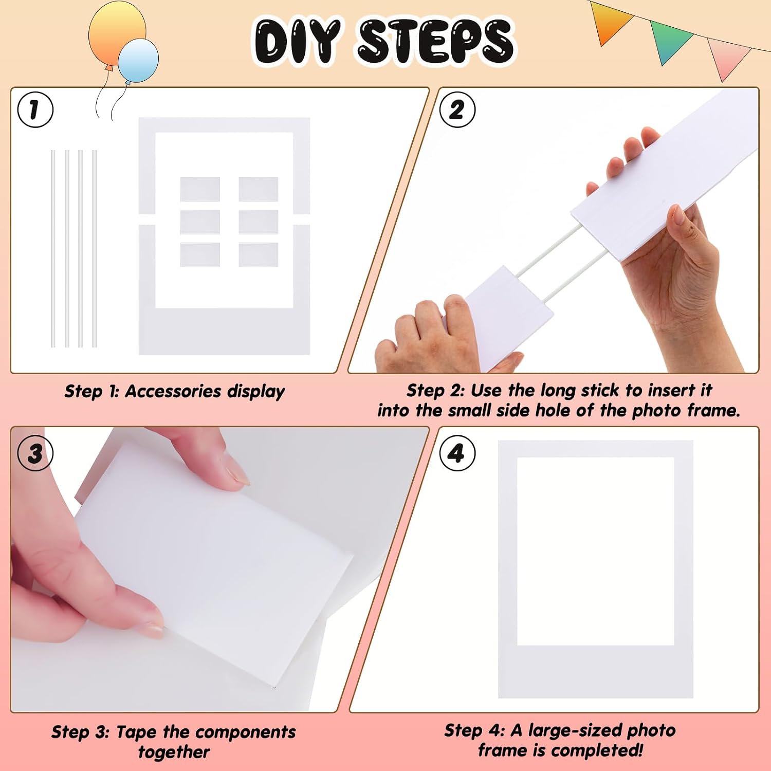 32 x 24 in Large Photo Booth Selfie Frame Props, White Vertical