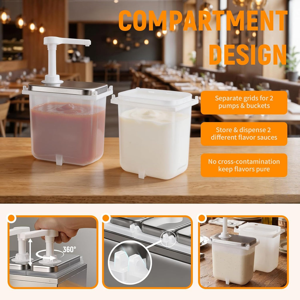 6L Sauce Dispenser Pump, Commercial Condiment Pump Station