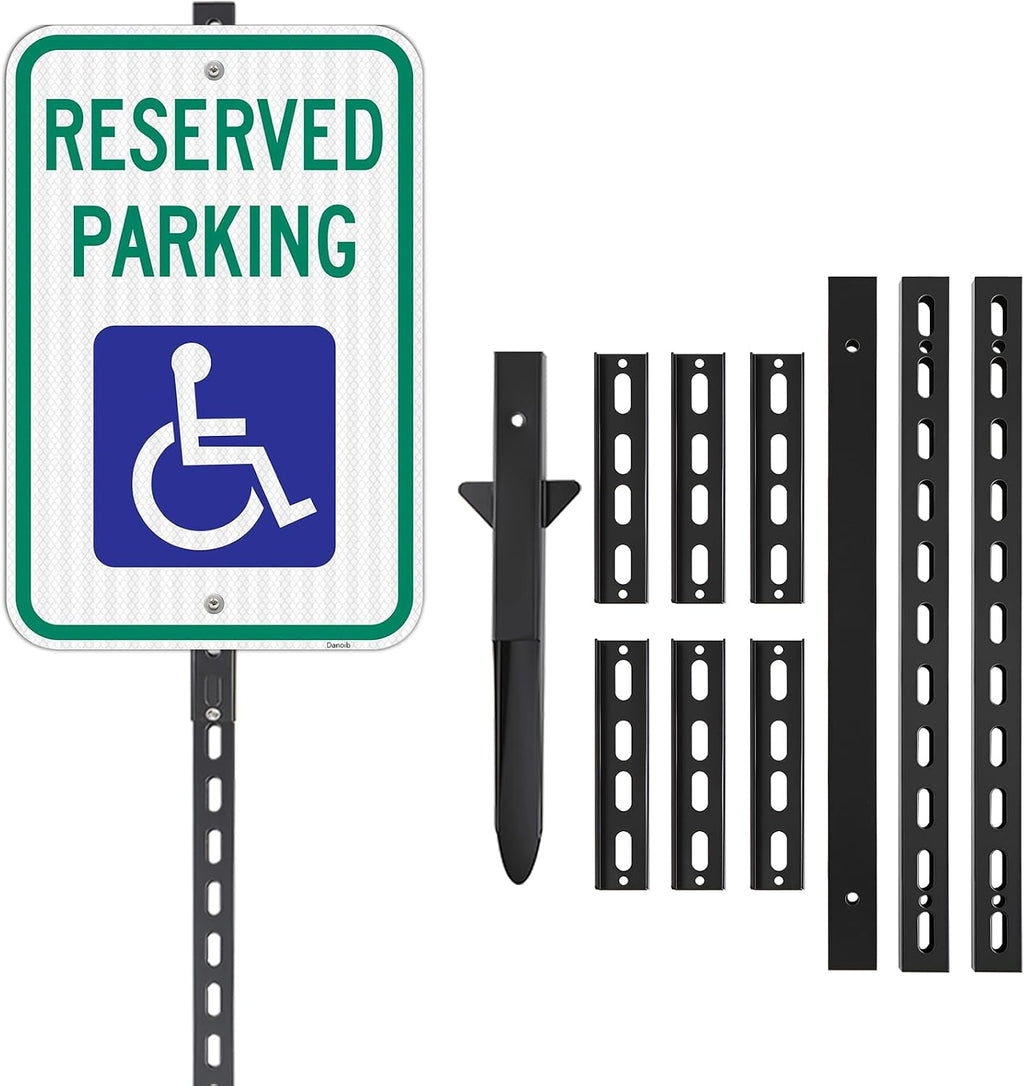 Handicap Reserved Parking Sign with 6Ft Stake, 18x12in | Engineer Grade Reflective Aluminum, Weatherproof Rustproof