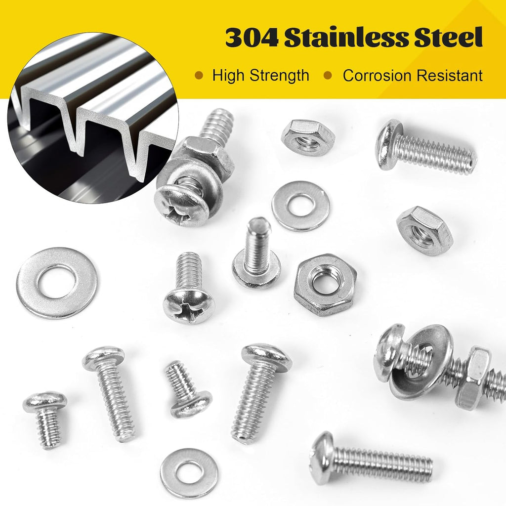 358PCS #6-32#8-32#10-24 Pan Head Machine Screws Nuts Assortment Kit