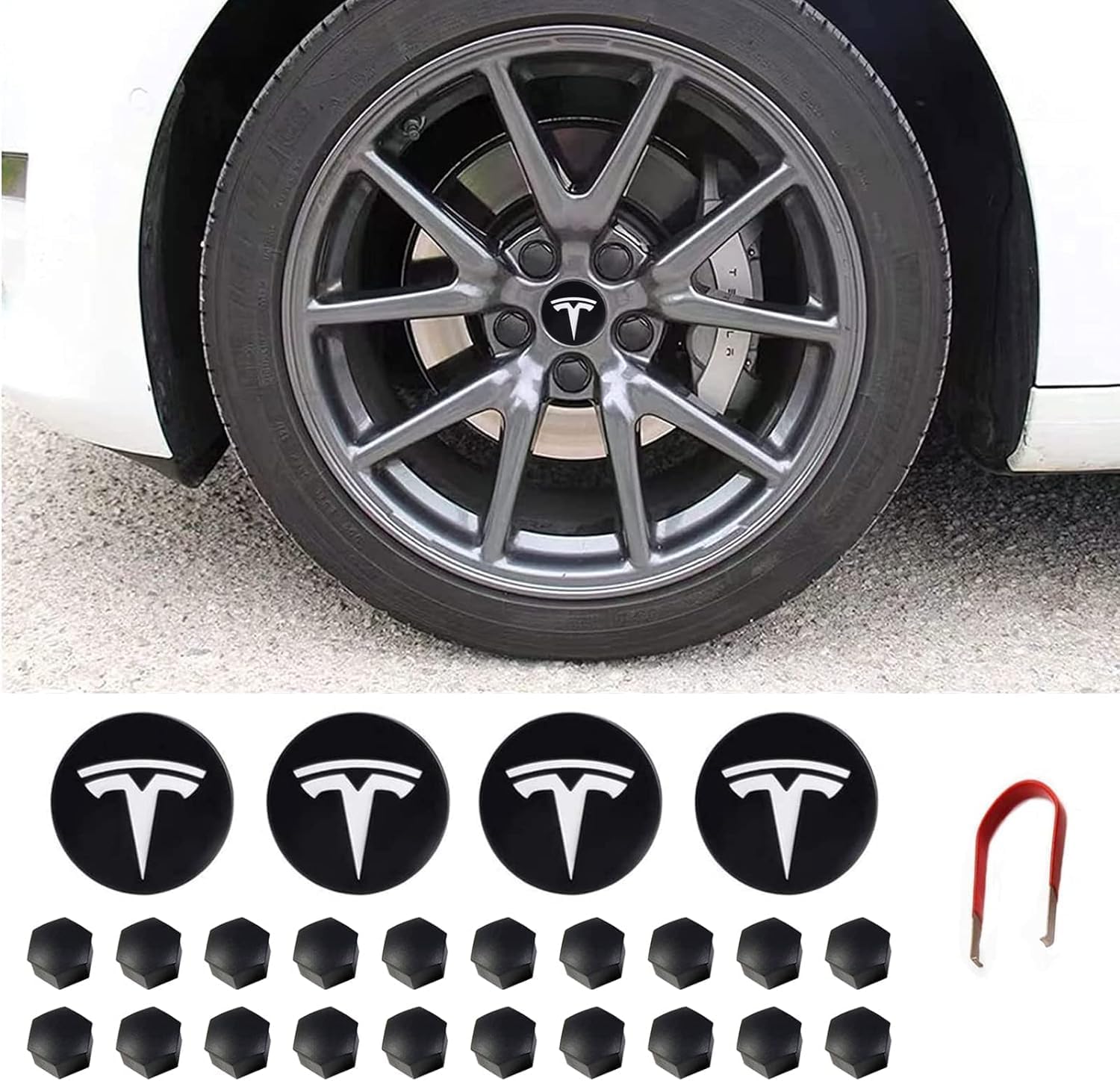 for Tesla Model 3 Y S X Wheel Hub Caps Center Cover Silver Matte (4PCS) Modification Hubcaps for Tesla Accessories