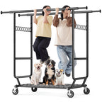 Clothes Rack Load 650 LBS Collapsible Clothing Rack Double Rod
