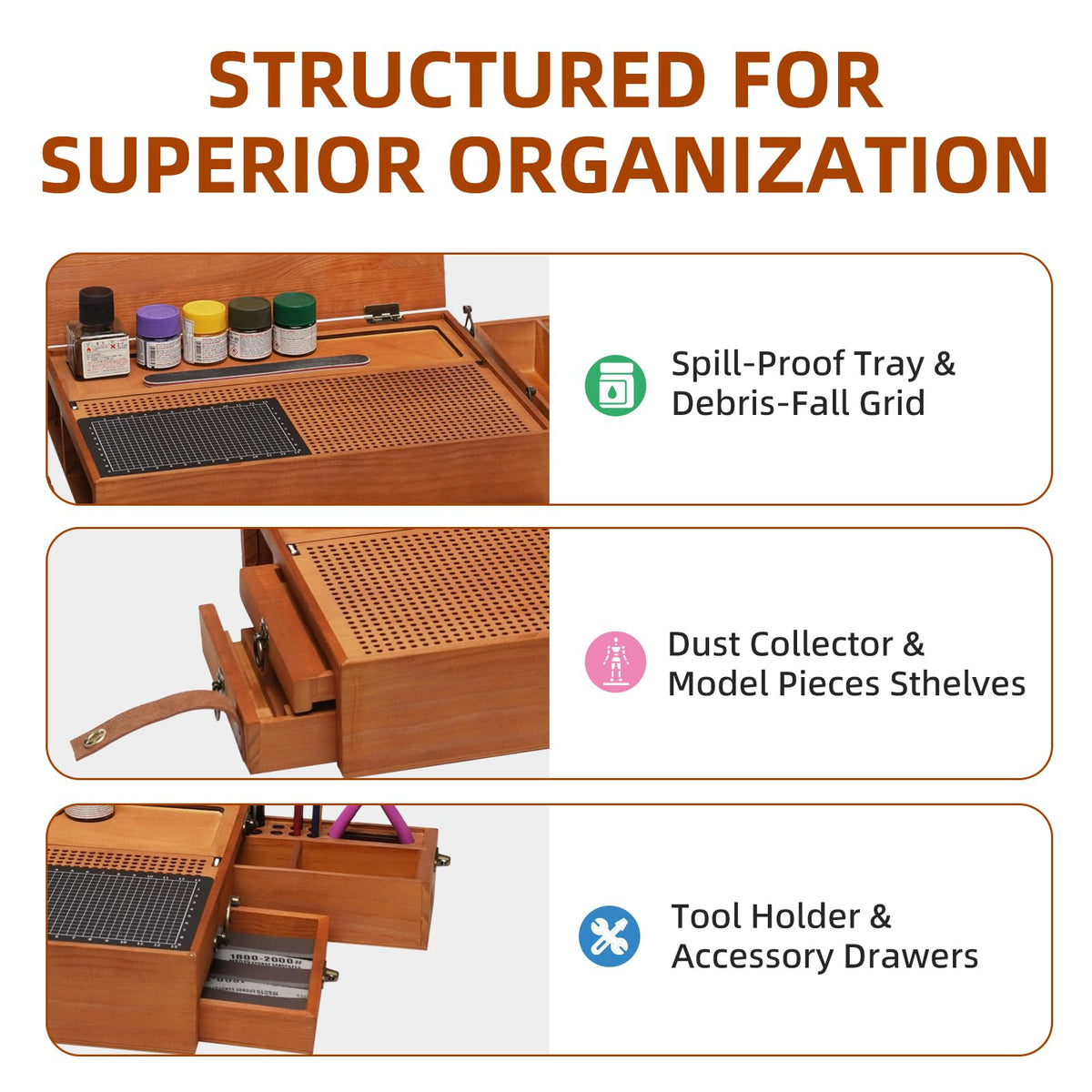 Model Building Station, Portable Hobby Workbench with Tool Storage